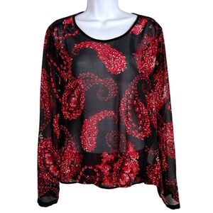 Sheer Floral Paisley Top Sz XL Whimsigoth Dark Romantic Alt Fairy Goth Witchy
